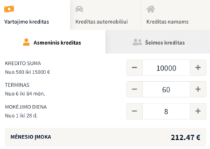 Saugus kreditas skaičiuoklė
